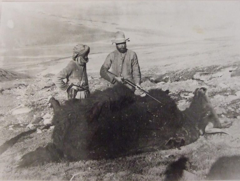 Percy Powell-Cotton (R), and Sittara (L), one of several hunters and fixers who assisted Percy (29 July 1890).