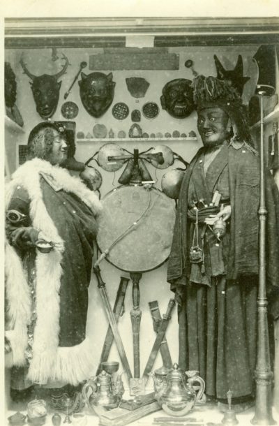 The Lady and Monk as displayed in the Museum in the 1920s