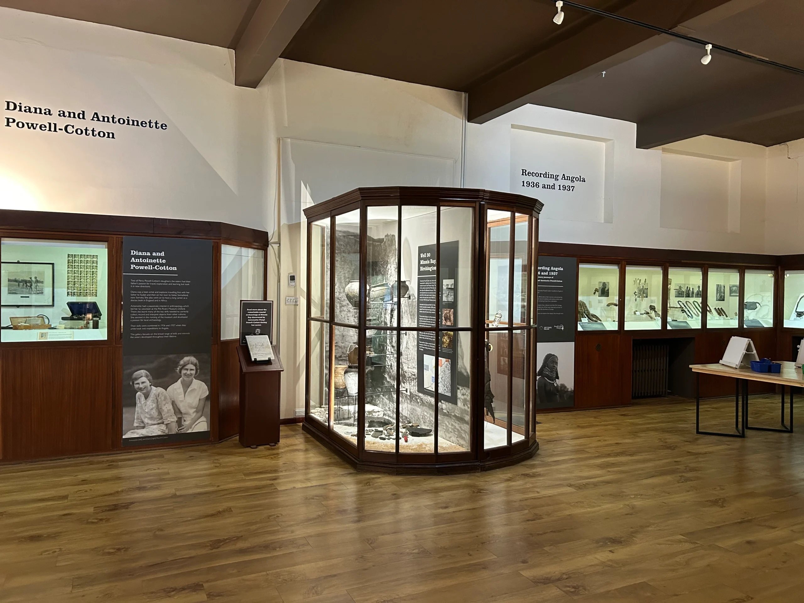 Museum photograph with glass cabinet of curioes